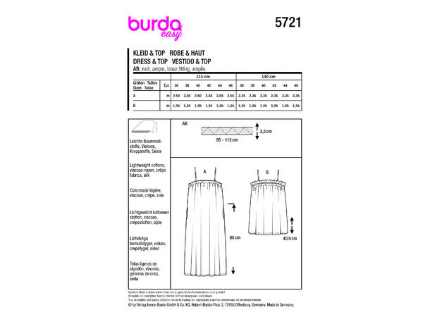 Burda 5721 - Kjole og topp.
