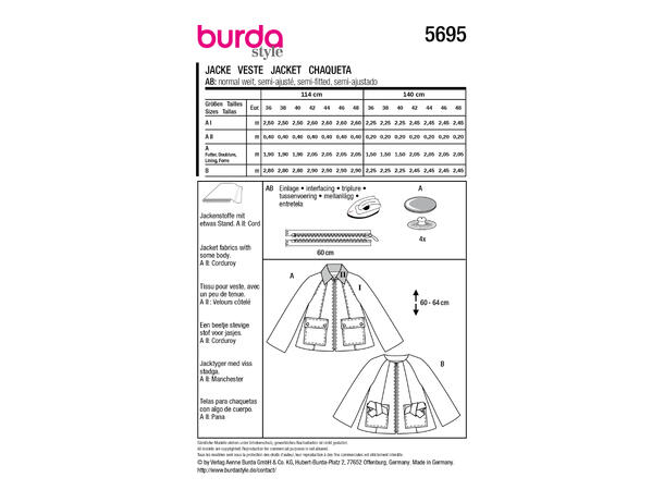 Burda 5729 - Jakke.