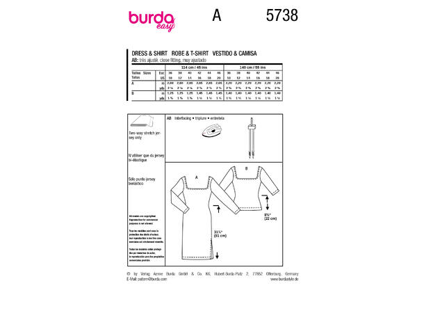 Burda 5738 - Topp og kjole.