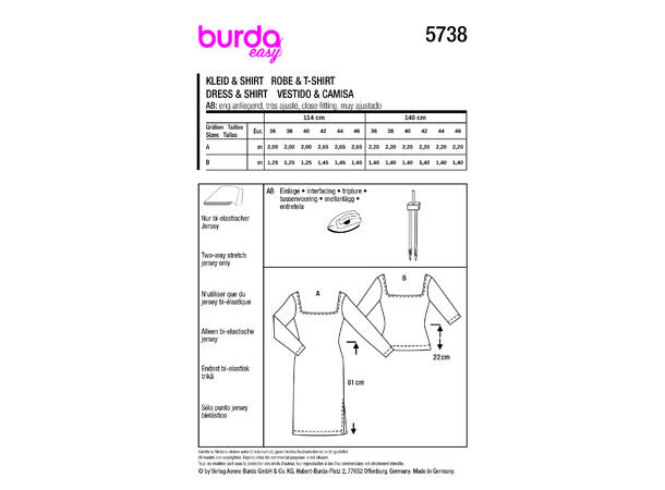 Burda 5738 - Topp og kjole.