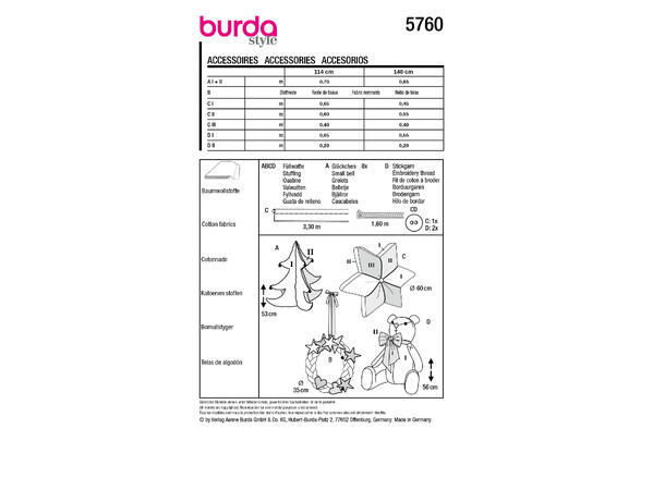 Burda 5760 - Juledekorasjoner.