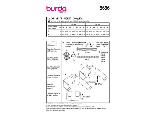 Burda 5799 - Jakke.