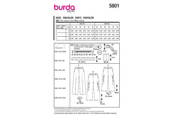 Burda 5801 - Bukse med vide ben.