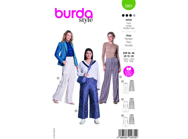 Burda 5801 - Bukse med vide ben.