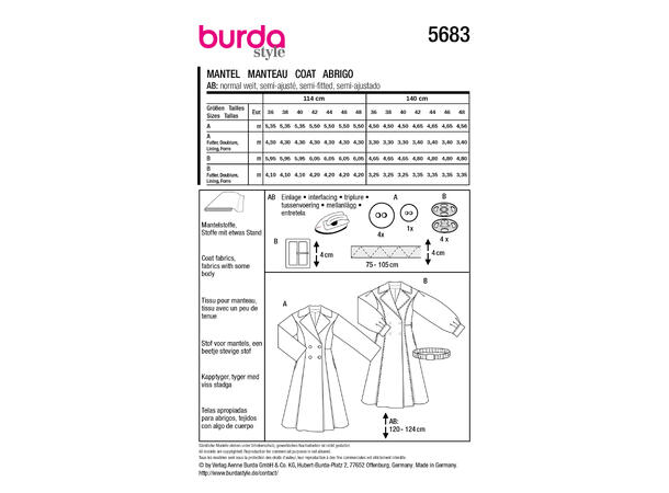 Burda 5840 - Frakk og Vest