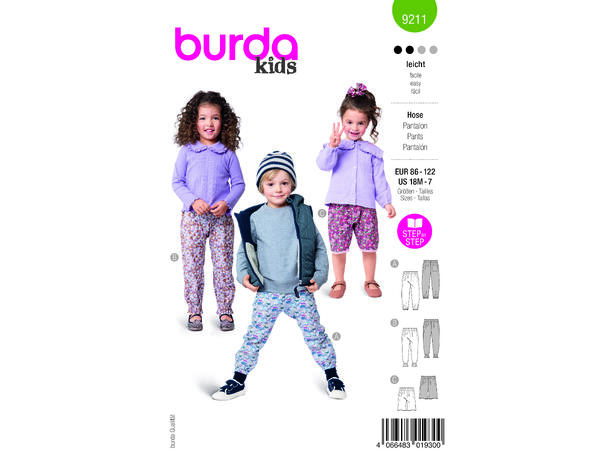 Burda 9211 - Bukse og shorts til barn.