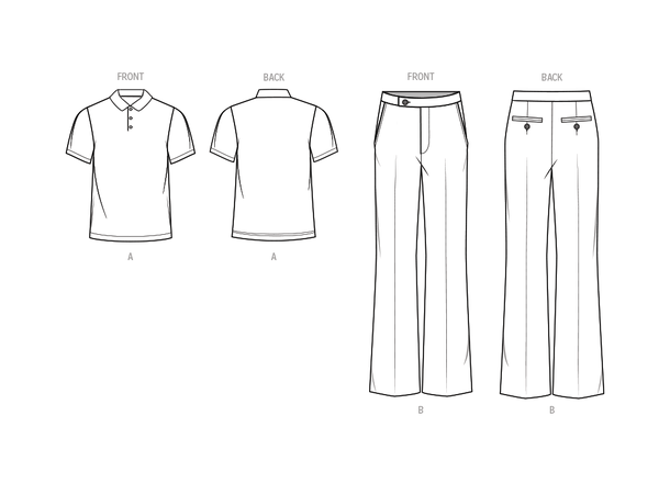KnowME 2035 - Poloskjorte og bukse til herre.