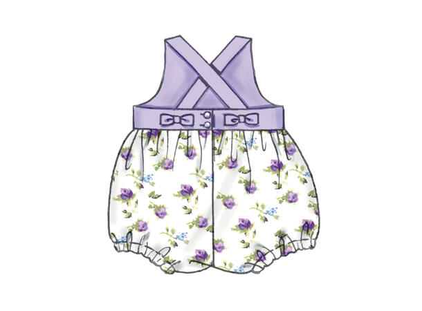 McCall's 8519 - Kjole, romper, bleiebukse og lue til baby.