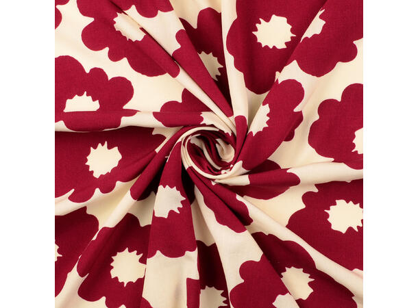 Viskose Poplin Wine red - flowers