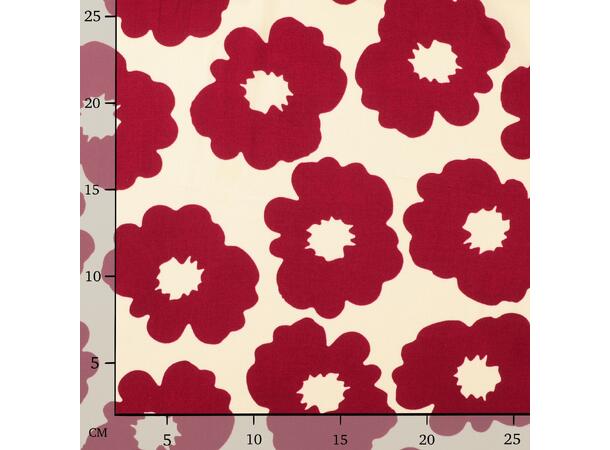 Viskose Poplin Wine red - flowers
