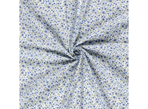 Bomull Poplin Blomster indigo