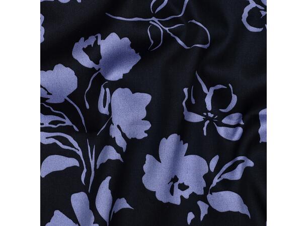 Bomull sateng blomster Marine med lilla blomster 