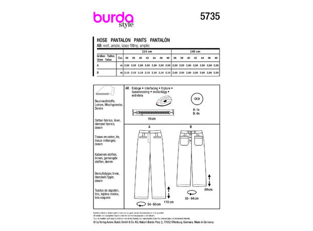 Burda 5735 - Bukse.
