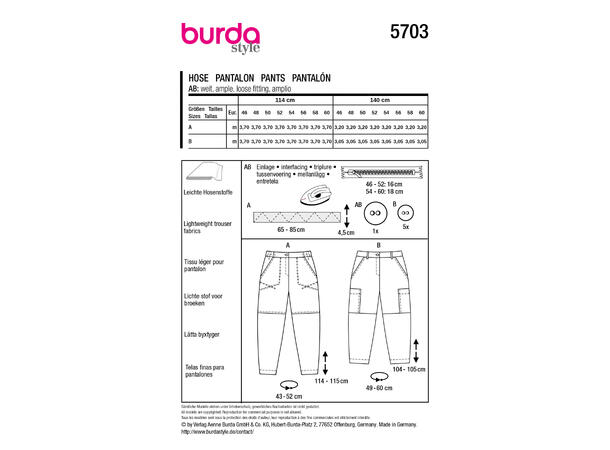 Burda 5740 - Bukse.