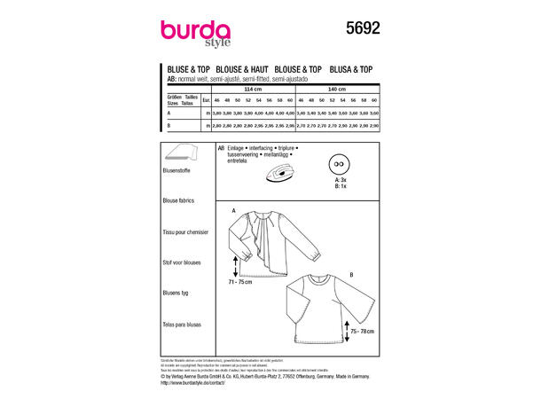 Burda 5745 - Bluse