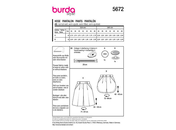 Burda 5761 - Joggebukse og shorts.