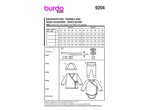 Burda 9204 - Sett til baby.