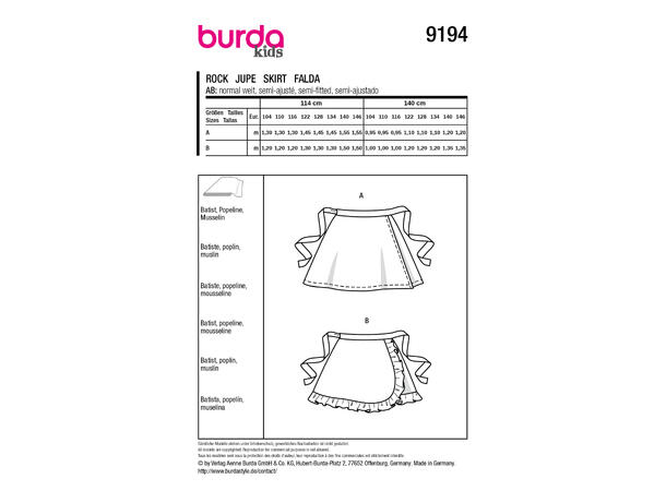 Burda 9442 - Skjørt