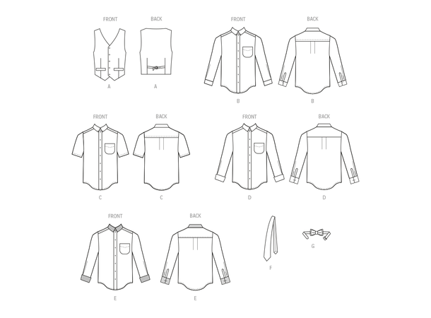 McCall's 8415 - Skjorte, vest, slips og sløyfe