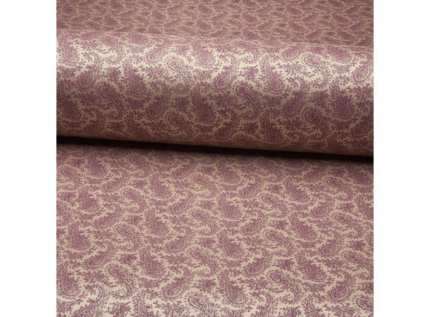 Printet fôrstoff, twill viskose i khaki/vinrød