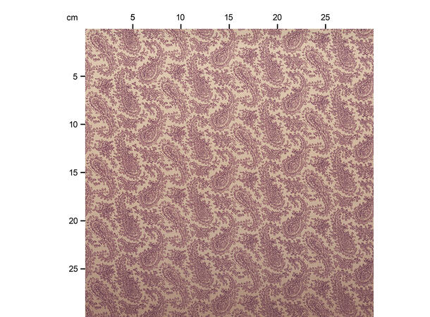Printet fôrstoff, twill viskose i khaki/vinrød