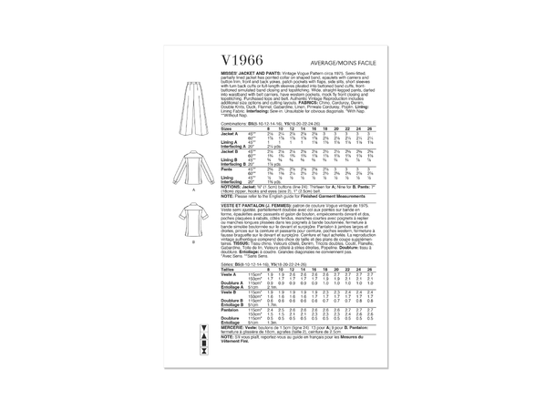 Vogue 1966 - Vintage Jakke og bukse.