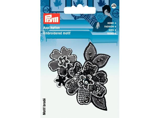 Applikasjon, svart blomst